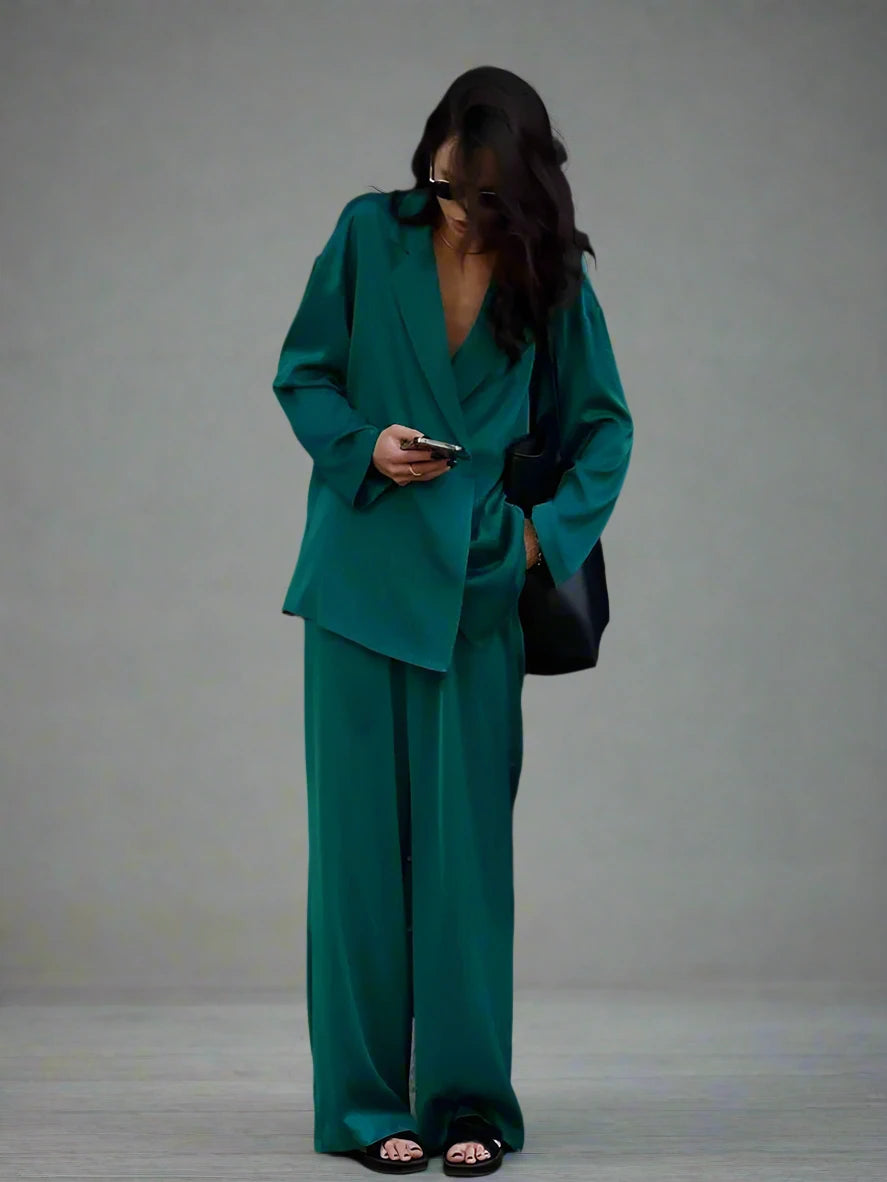 Casual sets Green Satin