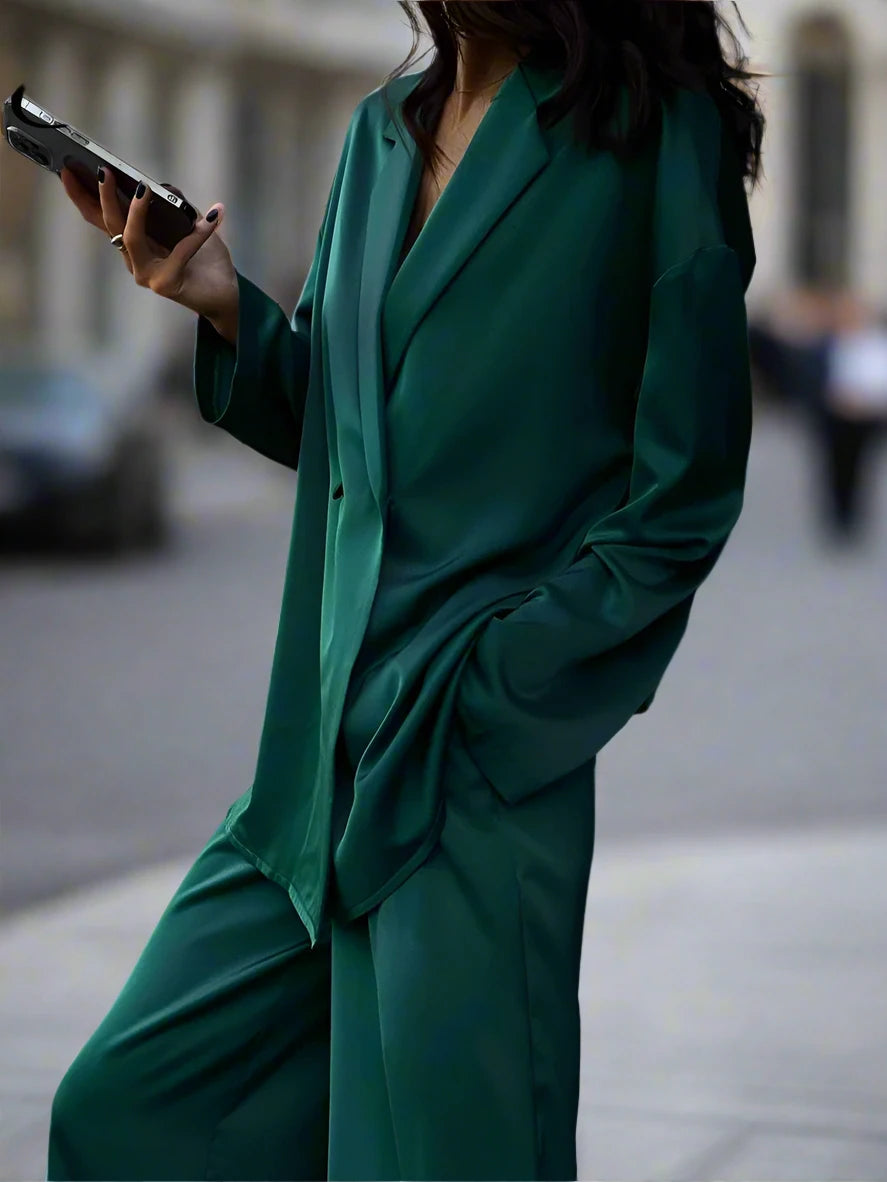 Casual sets Green Satin
