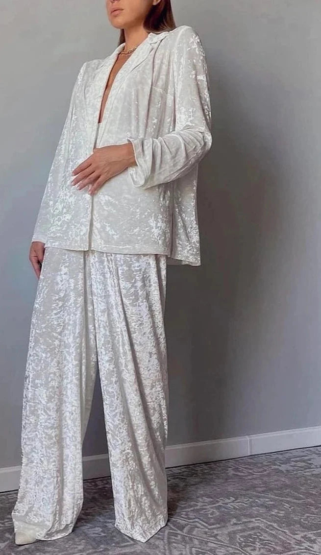 Wthie Velvet Two Piece Sets