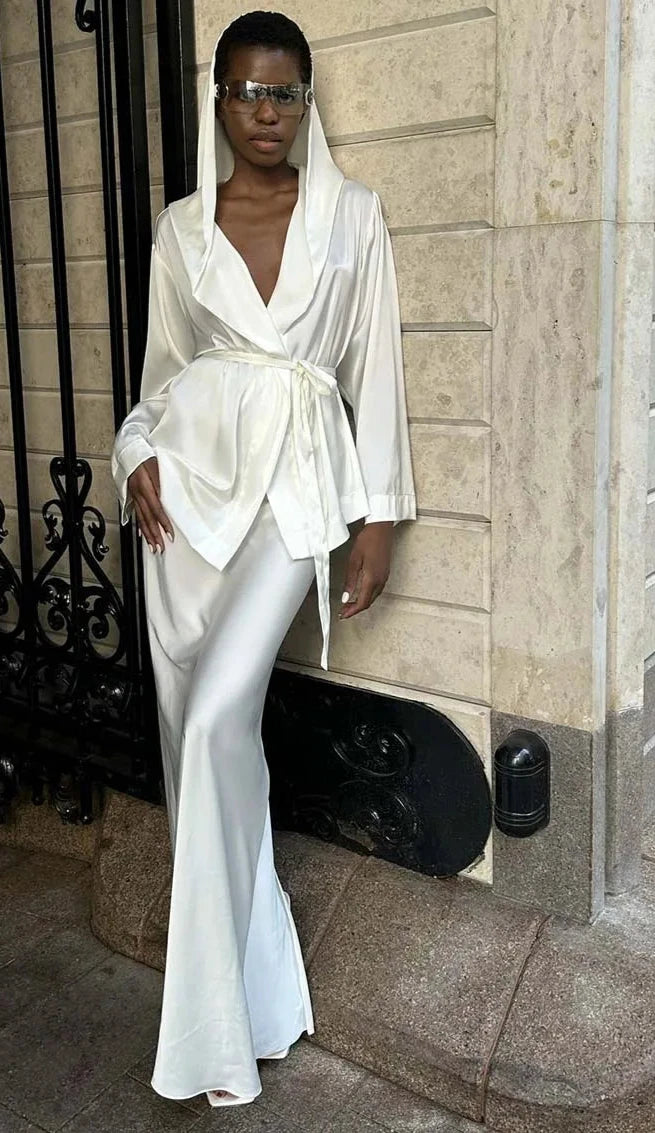 White Satin 2 Piece Sets