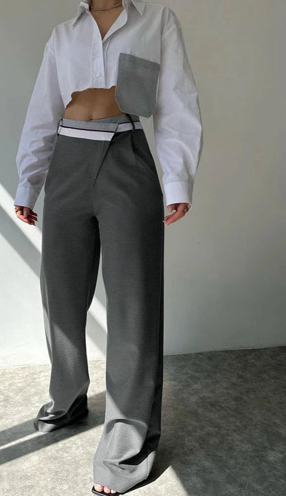 Sets Shirt With High Waist Pants